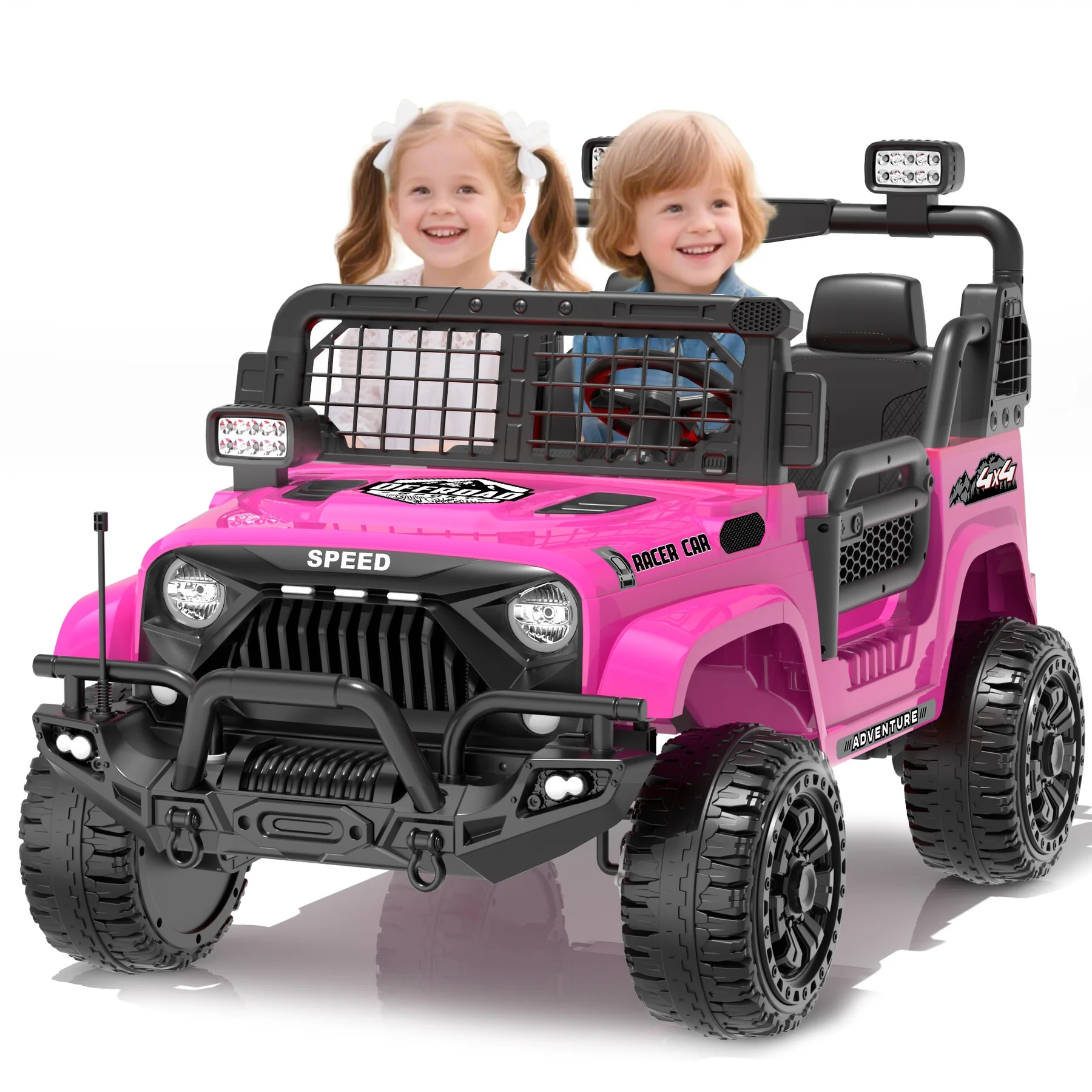 YunTopKids 24 Volt Ride on Toys, 2 Seater Power-Wheels, Electric Car for Kids with 800W Powerful Motors, 3 Speeds, LED Lights, Bluetooth Music, Black