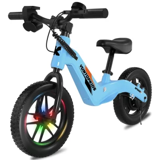 YunTopKids Electric Balance Bike for Kids, 12-inch Tires, 5.6/9 mph Max Speed, Adjustable Seat, 3 Speed Settings, Up to 4.9 Miles Range, Ages 3-5, Blue, 1 Count