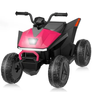 YunTopKids 24V Kids ATV 4 Wheeler , Electric Quad Ride On Toy for Big Kid, 2x200W Motor, 4.5Mph Max Speed ,2-Seater Quad for Boys Girls,Pink